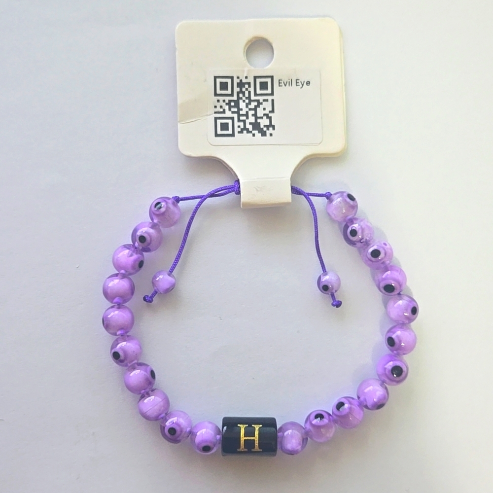 Evil Eye Gem Stone Bracelet Letter H